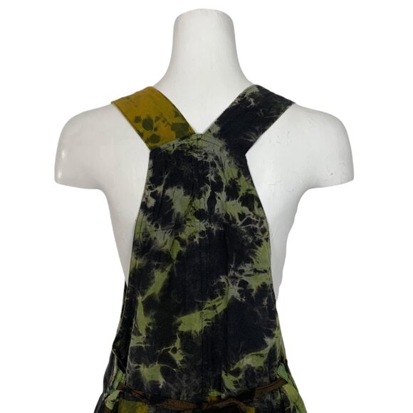 Patchwork Tie Dye Harem Overalls Jumpsuit L/XL Tie Back Pockets Bohemian - Picture 7 of 12